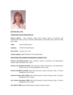 Ige Pırnar, Ph.D., Prof. CURRICULUM VITAE