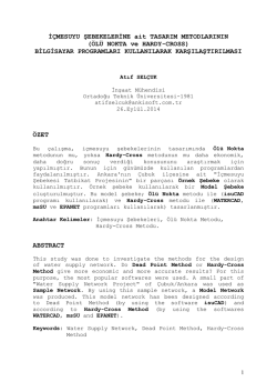 İÇMESUYU ŞEBEKELERİNE ait TASARIM METODLARININ (ÖLÜ