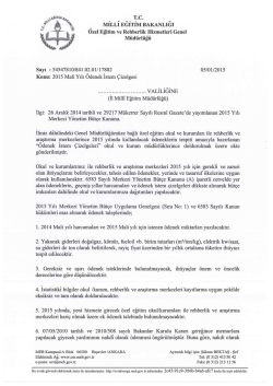 2015 Mali Yılı &Ouml;denek İstem &Ccedil;izelgesi