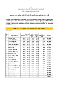 ARAŞTIRMA GÖREVLİLİĞİ İÇİN ÖN DEĞERLENDİRME L