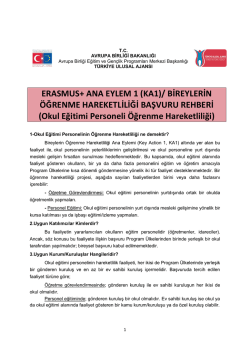 ERASMUS+ ANA EYLEM 1 (KA1)/ BİREYLERİN &Ouml;ĞRENME
