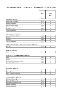 2014-2015 akademik yılı bahar yarıyılı myp ile yatay ge&ccedil;iş kontenjanı
