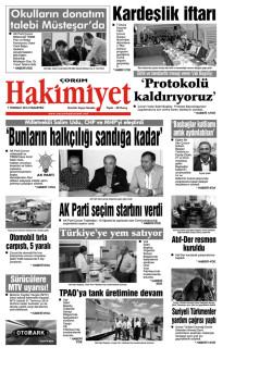 07 Temmuz 2014 Pazartesi - &Ccedil;orum Hakimiyet Gazetesi
