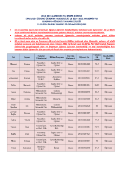 2014–2015 akademik yılı bahar dönemi erasmus+ öğrenci öğrenim