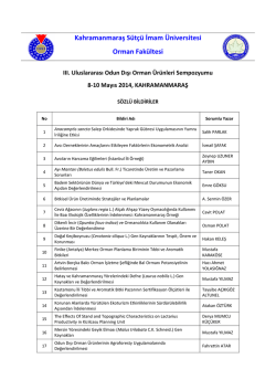 Kahramanmaraş S&uuml;t&ccedil;&uuml; İmam &Uuml;niversitesi Orman Fak&uuml;ltesi