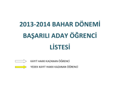 2013-2014 Bahar D&ouml;nemi Aday &Ouml;ğrenci Başarı