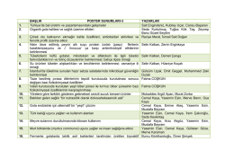 3. Poster Sunumları - İ&ccedil; Anadolu B&ouml;lgesi 2. Tarım ve Gıda Kongresi
