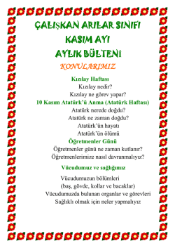 &Ccedil;alışkan Arılar Sınıfı Kasım Ayı Programımız