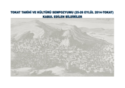 tıklayınız. - Tokat Tarihi ve Kültürü Sempozyumu