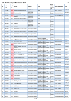 M.&Uuml;. Yaz Okulu A&ccedil;ılan Ders Listesi