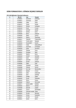 Ekim Formasyon 2.D&Ouml;NEM SE&Ccedil;MELİ DERSLERİ