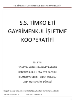 S.S. TİMKO ETİ GAYRİMENKUL İŞLETME KOOPERATİFİ