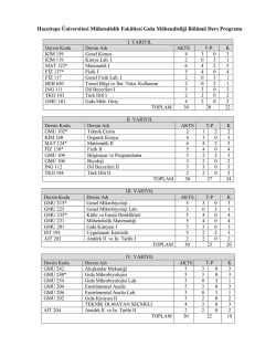 Lisans Dersleri ve İ&ccedil;erikleri - Hacettepe &Uuml;niversitesi Gıda M&uuml;hendisliği