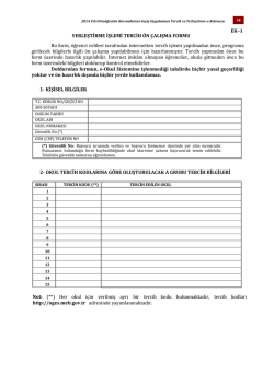 YERLEŞTİRME İŞLEMİ TERCİH ÖN ÇALIŞMA FORMU EK–1 Bu