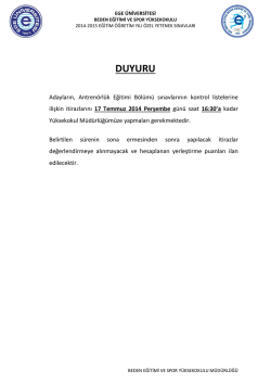 DUYURU - Beden Eğitimi ve Spor Yüksekokulu