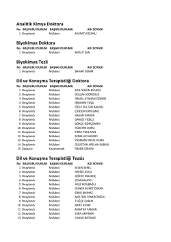 Analitik Kimya Doktora Biyokimya Tezli Dil ve Konuşma Terapistliği