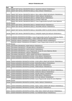 MESLEK Y&Uuml;KSEKOKULLARI Kod AD 100103 ABANT İZZET