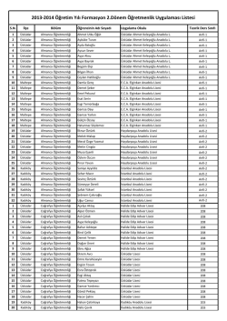 2013-2014 Öğretim Yılı Formasyon 2.Dönem Öğretmenlik