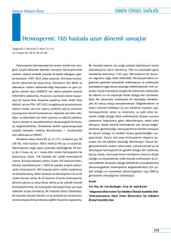 Hemospermi: 165 hastada uzun d&ouml;nemli sonu&ccedil;lar