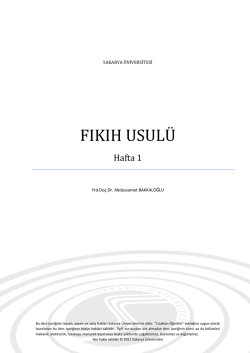 fıkıh usul&uuml; - sauPORT - Sakarya &Uuml;niversitesi