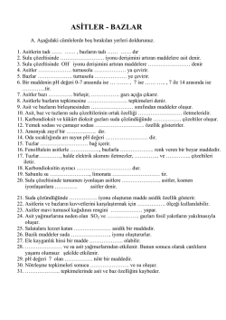 Asit Baz Doğru Yanlış Boşluk Doldurma