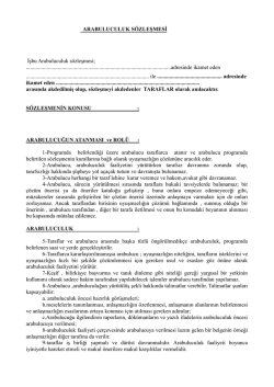 ARABULUCULUK S&Ouml;ZLEŞMESİ İşbu Arabuluculuk s&ouml;zleşmesi