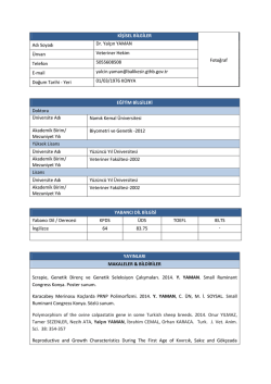 KİŞİSEL BİLGİLER Adı Soyadı Dr. Yal&ccedil;ın YAMAN &Uuml;nvan Veteriner