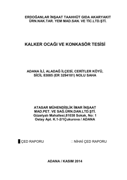 kalker ocağı ve konkas&ouml;r tesisi - &Ccedil;evre ve Şehircilik Bakanlığı
