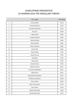 dumlupınar &uuml;niversitesi 19 haziran 2014 y&ouml;s sonu&ccedil;ları t&uuml;rkiye