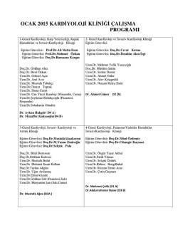 OCAK 2015 KARD YOLOJ KL N Ğ &Ccedil;ALIŞMA PROGRAMI