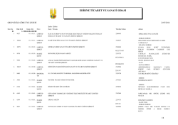 1. Meslek Grubu - Edirne Ticaret ve Sanayi Odası