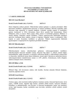 Biyoloji B&ouml;l&uuml;m&uuml; Ders İ&ccedil;erikleri - Fen Edebiyat Fak&uuml;ltesi