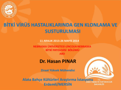 "Bitki Vir&uuml;s Hastalıklarında Klonlama ve Gen Susturulması" Konulu