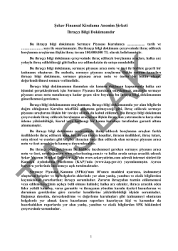 Şeker Finansal Kiralama Anonim Şirketi İhra&ccedil;&ccedil;ı Bilgi