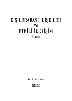 KİŞİLERARASI İLİŞKİLER ETKİLİ İLETİŞİM ve
