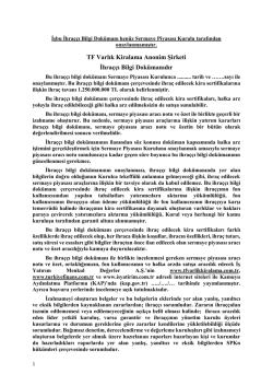 İhra&ccedil;&ccedil;ı Bilgi Dok&uuml;manı - T&uuml;rkiye Finans Varlık Kiralama