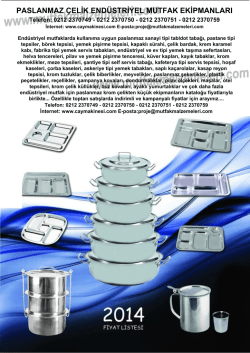 Paslanmaz Krom &Ccedil;elik End&uuml;striyel Mutfak Ekipmanları