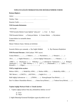 TOPLUM SAĞLIĞI MERKEZİ İZLEME DEĞERLENDİRME FORMU