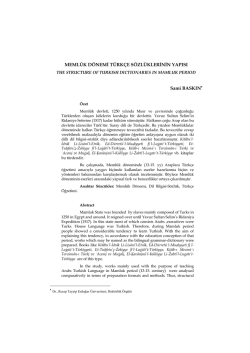 Meml&ucirc;k D&ouml;nemi T&uuml;rk&ccedil;e S&ouml;zl&uuml;klerinin Yapısı, Sami