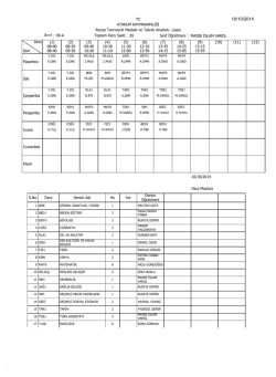 13 ekim pazartesinden itibaren ge&ccedil;erli olan sınıfların ders