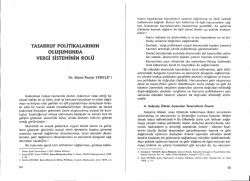Tasarruf Politikalarının Oluşumunda Vergi Sisteminin Rol&uuml;