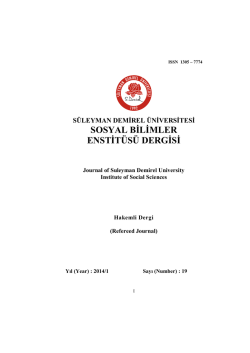 s&uuml;leyman demirel &uuml;niversitesi sosyal bilimler enstit&uuml;s&uuml; dergisi