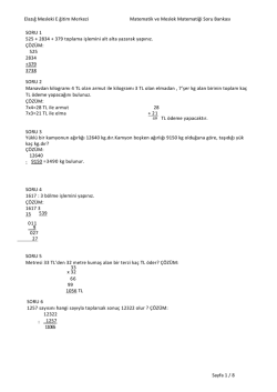 Kalfalık Matematik Dersi Örnek Sınav Soruları