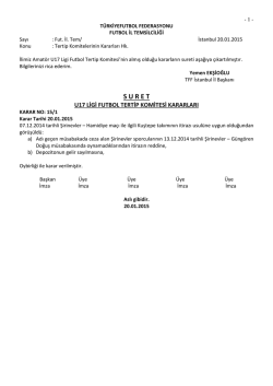 u17 tertip komitesi kararı - T.F.F. İstanbul İl Başkanlığı