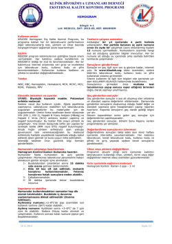 Hemogram D&ouml;k&uuml;manı - KBUDEK Eksternal Kalite Kontrol Programı