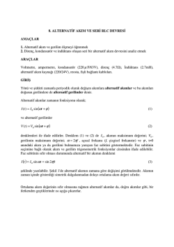 Alternatif Akım ve Seri RLC Devresi deney föyünü indirmek için