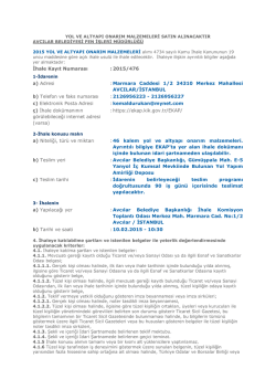 İhale Kayıt Numarası : 2015/476 a) Adresi