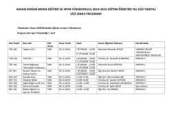 HASAN DOĞAN BEDEN EĞİTİMİ VE SPOR Y&Uuml;KSEKOKULU 2014