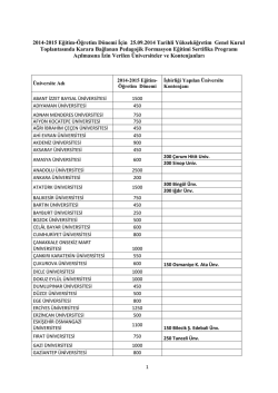 2014-2015 Eğitim-&Ouml;ğretim D&ouml;nemi İ&ccedil;in 25.09.2014 Tarihli