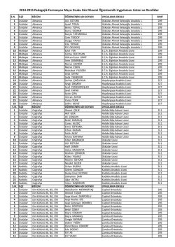 2014-2015 Pedagojik Formasyon Mayıs Grubu G&uuml;z D&ouml;nemi
